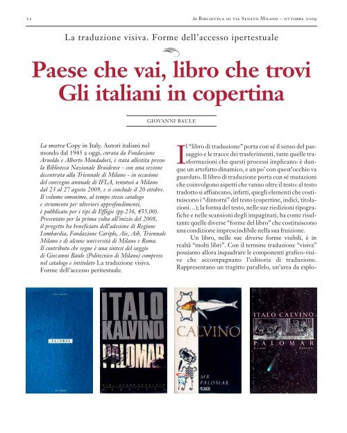 Scarica l'edizione di Ottobre - Biblioteca di via Senato