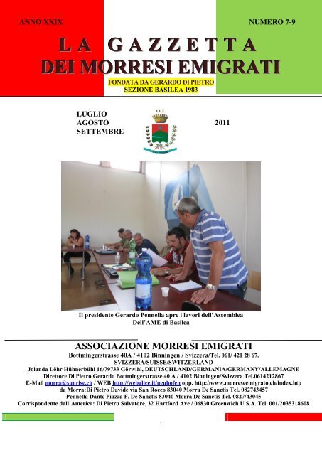 L A G A Z Z E T T A DEI MORRESI EMIGRATI - Morreseemigrato.Ch