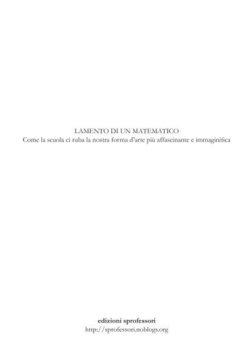 Lamento di un matematico - sprofessori - Noblogs