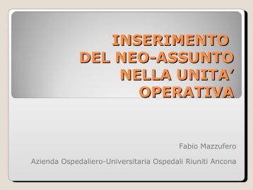 INSERIMENTO DEL NEO-ASSUNTO NELLA UNITA' OPERATIVA