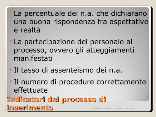 INSERIMENTO DEL NEO-ASSUNTO NELLA UNITA' OPERATIVA