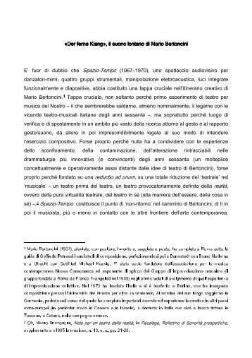 il suono lontano l suono lontano l suono lontano di Mario Bertoncini ...