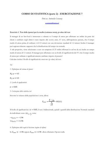 test sulla proporzione, test sulla