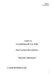 La tariffazione RCA in Italia Prof. Cerchiara Rocco ... - Economia