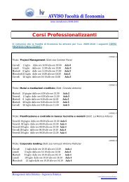 AVVISO Facoltà di Economia Corsi Professionalizzanti