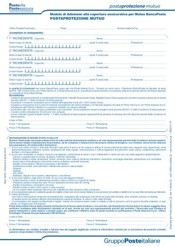 Modulo di Adesione - Poste Vita