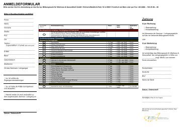 ANMELDEFORMULAR - Bildungswerk für Wellness und Gesundheit