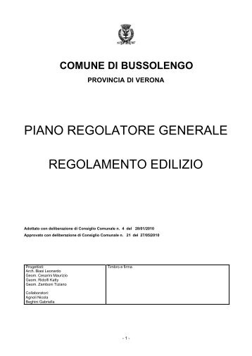 REGOLAMENTO EDILIZIO - Comune di Bussolengo