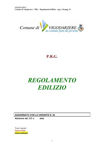 REGOLAMENTO EDILIZIO - Comune di Vigodarzere