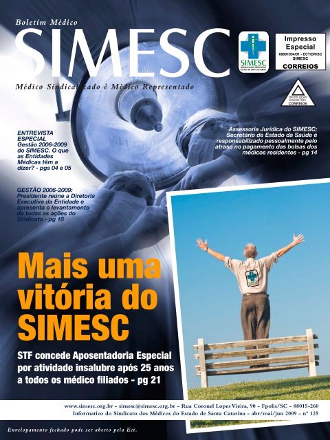 Mais uma vitória do SIMESC - Sindicato dos Médicos do Estado de ...