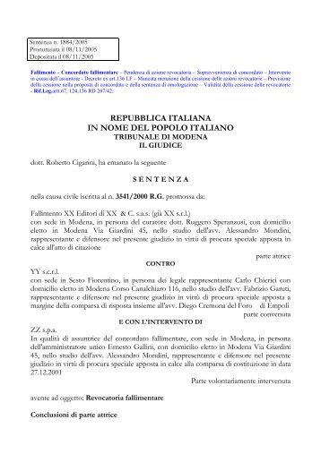 Testo completo della sentenza n. 1884/05 del 08/11/2005