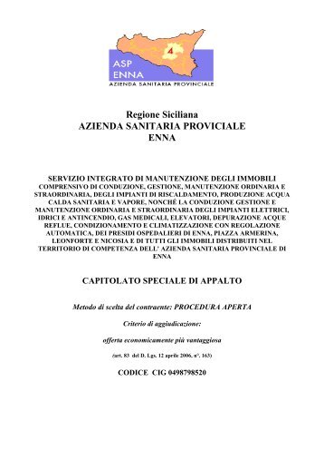 CAP. GLOBAL SERVICE ASP 2010 - azienda sanitaria provinciale ...