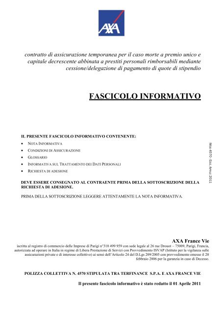 15g) @ Fascicolo informativo polizza AXA abbinata a CQS