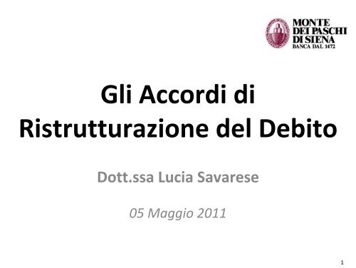 Gli Accordi di Ristrutturazione del Debito