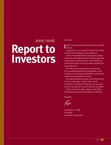 Report to Investors - Iona College