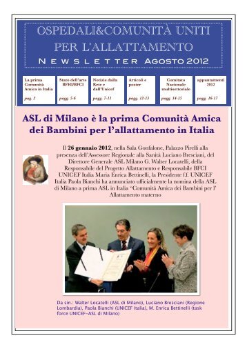Scarica il numero di Agosto 2012 della Newsletter del ... - Unicef