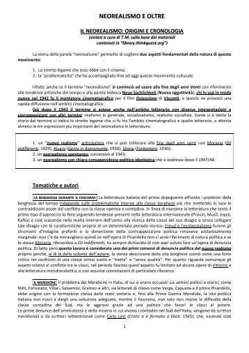 Il Neorealismo: origini e cronologia - La letteratura ... - Telecultura