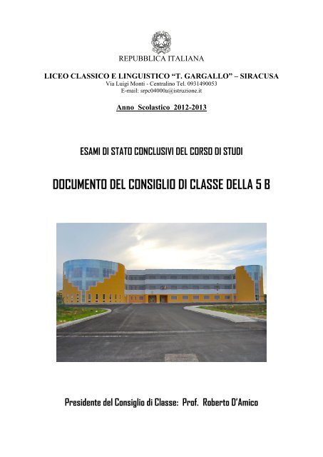 5 B - Istituto Liceo Gargallo Siracusa