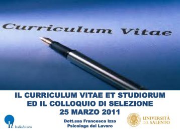 scarica qui la presentazione di Francesca Izzo "Colloquio e CV"