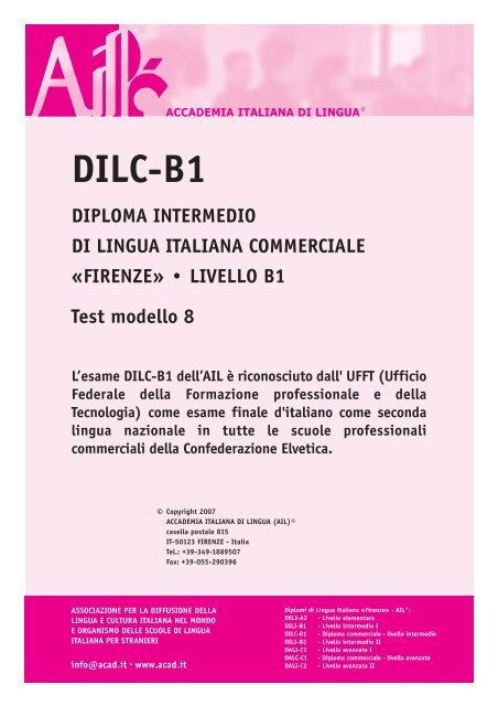 Test Modello 8 DILC-B1 (in formato pdf) - Accademia Italiana di lingua