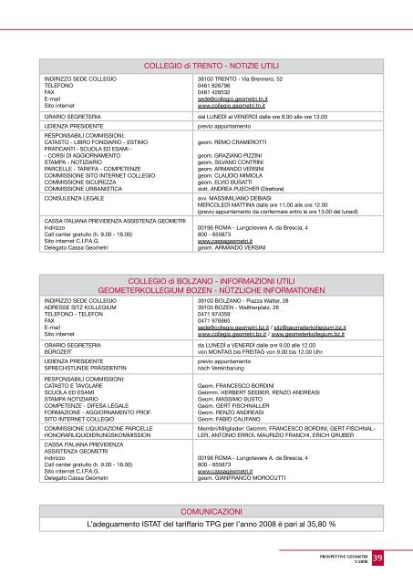 notiziario n.5.2008 - Collegio dei Geometri della provincia di Trento