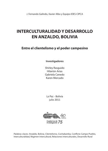 interculturalidad y desarrollo en anzaldo, bolivia - Elites y desarrollo ...
