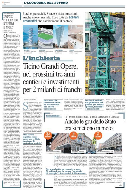 Cantieri edili e investimenti per due miliardi di franchi