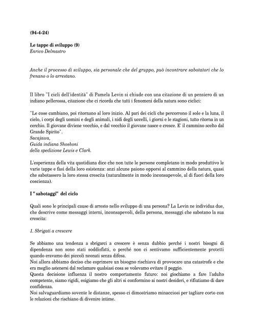 07 Le tappe di sviluppo - PGS Italia