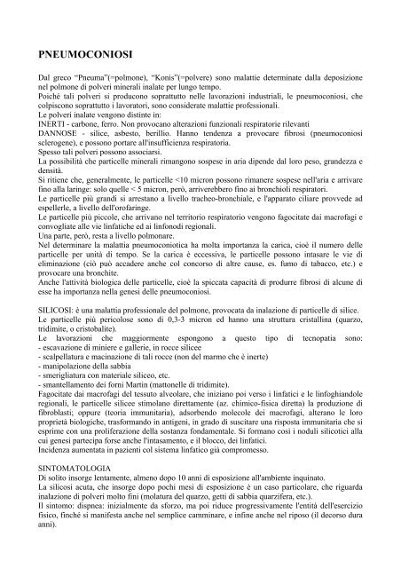 Pneumoconiosi Medicina Del Lavoro