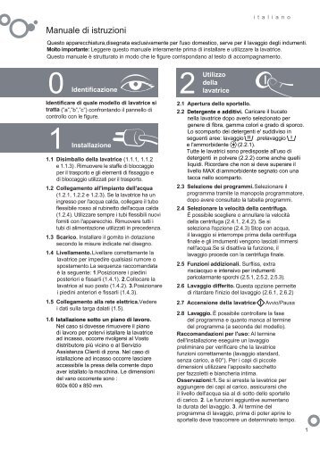 Manuale di istruzioni - sangiorgio elettrodomestici