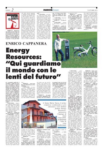 Energy Resources: “Qui guardiamo il mondo con le lenti del futuro”