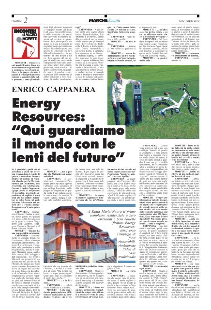 Energy Resources: “Qui guardiamo il mondo con le lenti del futuro”