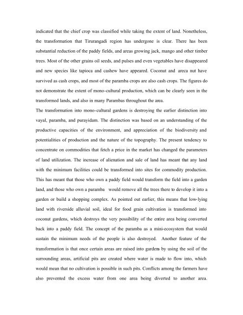Socio-cultural Processes and Livelihood Patterns at Tirurangadi - CDS