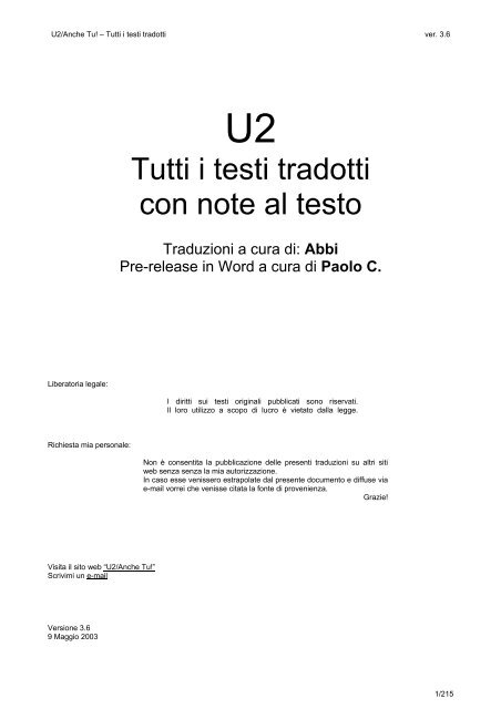 U2 testi, traduzioni e commenti - (u2anchetu).pdf - Zoo2000