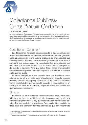 Relaciones Públicas: Certa Bonum Certamen - UCES