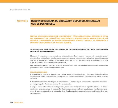 Proyecto Educativo Nacional al 2021 - Ministerio de Educación