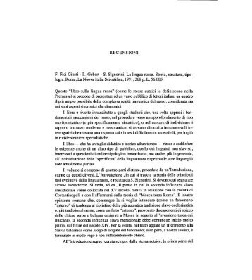 L. Gebert - S. Signorini, La lingua russa. Storia ... - Europaorientalis.It