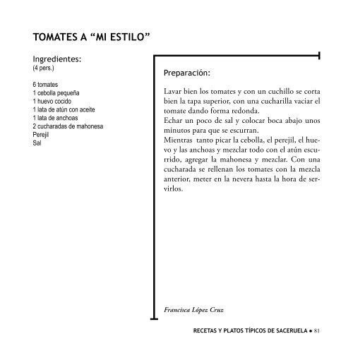 recetas y platos típicos de saceruela - Diputación Provincial de ...