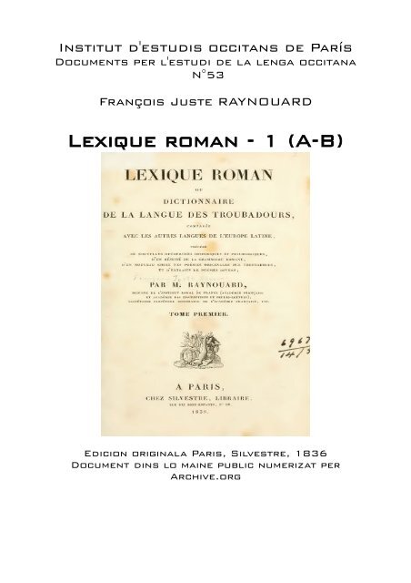 Lexique roman - 1 (A-B) - IEO París - Free