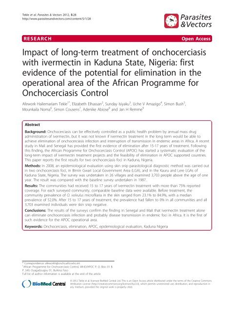 Impact of long-term treatment of onchocerciasis with ivermectin in ...