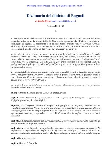 Dizionario del dialetto di Bagnoli Irpino - Palazzotenta39.It