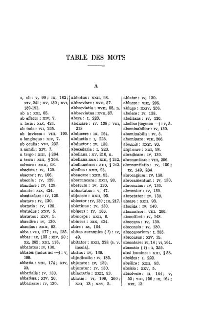 TABLE DES MOTS - Revues et Congrès