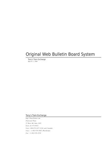 Original Web Bulletin Board System - Tony's Train Exchange