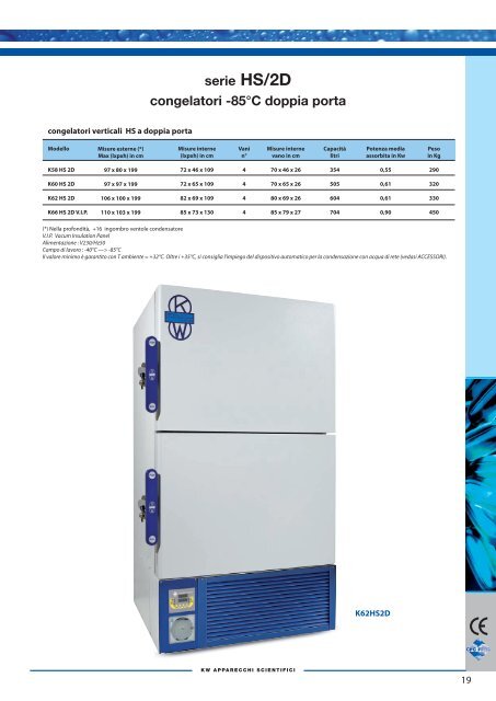 serie HSL congelatori - KW Apparecchi scientifici