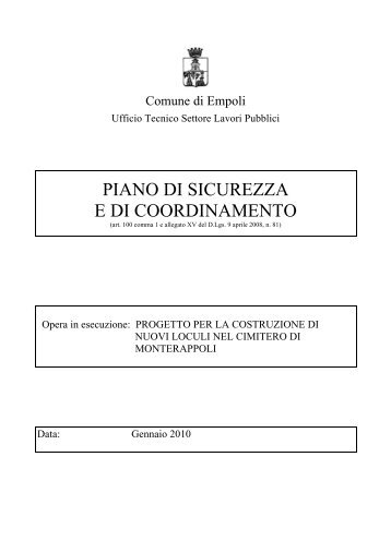 PIANO DI SICUREZZA E DI COORDINAMENTO - Comune di Empoli