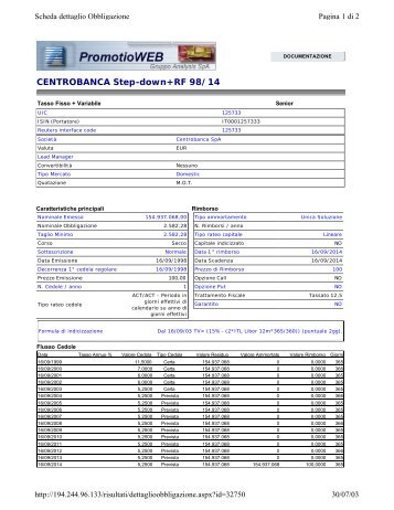 Scheda anagrafica obbligazione CENTROBANCA.pdf - Promotio