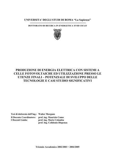 produzione di energia elettrica con sistemi a celle ... - Il Saturatore