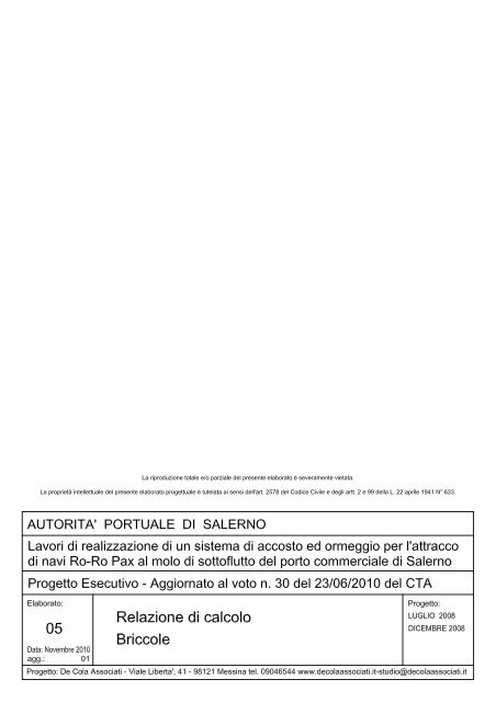 05_Relazione di calcolo briccole - Autorità Portuale di Salerno