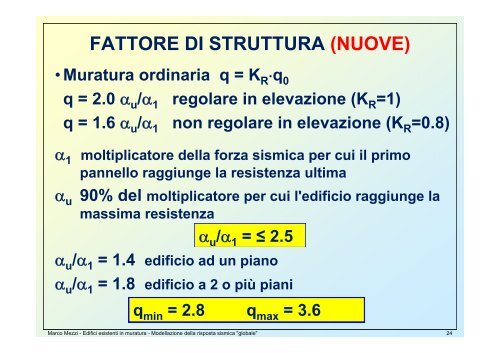 Edifici esistenti in muratura Modellazione per l'analisi "globale"