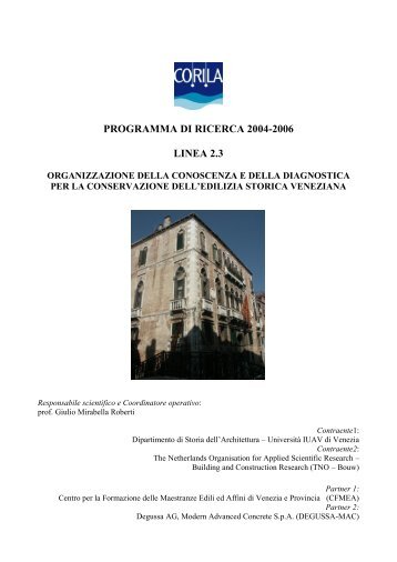 PROGRAMMA DI RICERCA 2004-2006 LINEA 2.3 - CIGNo - Corila